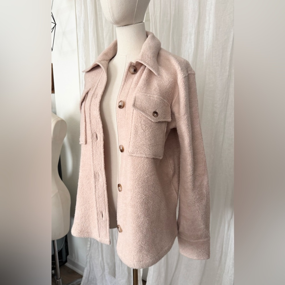 Faherty Holden High Pile Fleece Jacket in Peach Whip - Picture 9 of 10